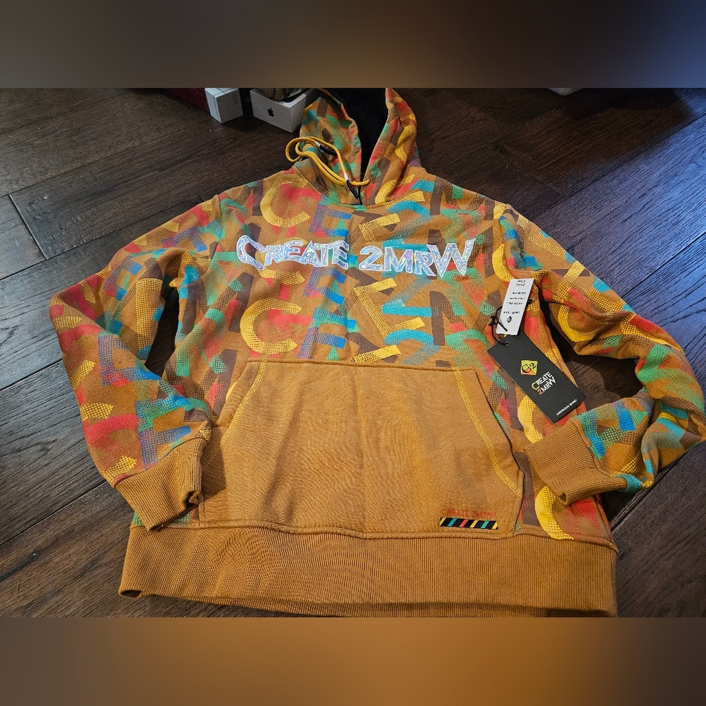 CREATE 2MRW FLEECE HOODIE Size Medium New With Tags Sweater Grafiti Y2K.  Sweate